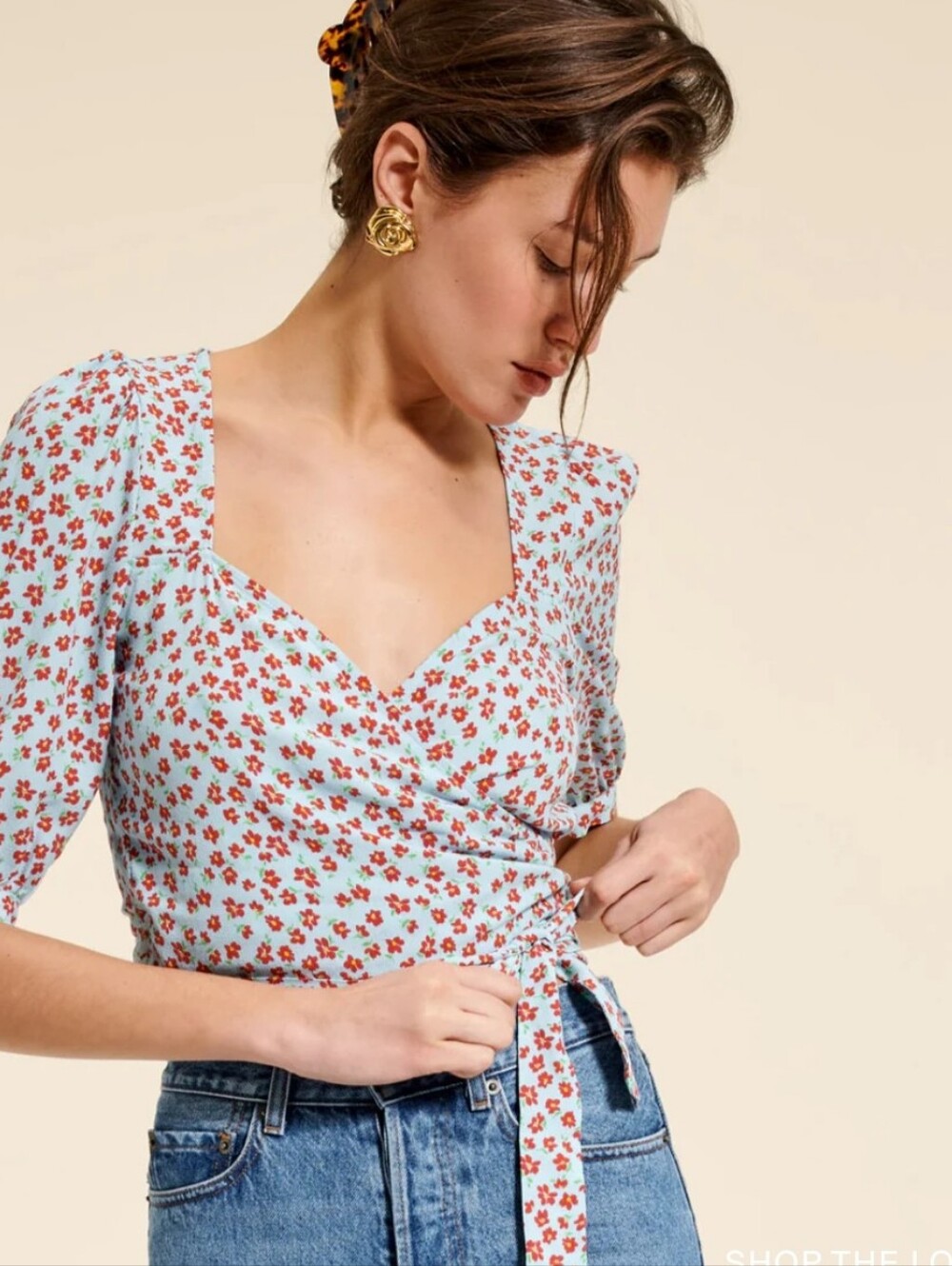 Women's Blouse - Rouje Edda Floral Wrap Blouse Size FR 40